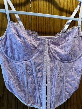 Women’s Lace Longline Bustier Corset - Lavender